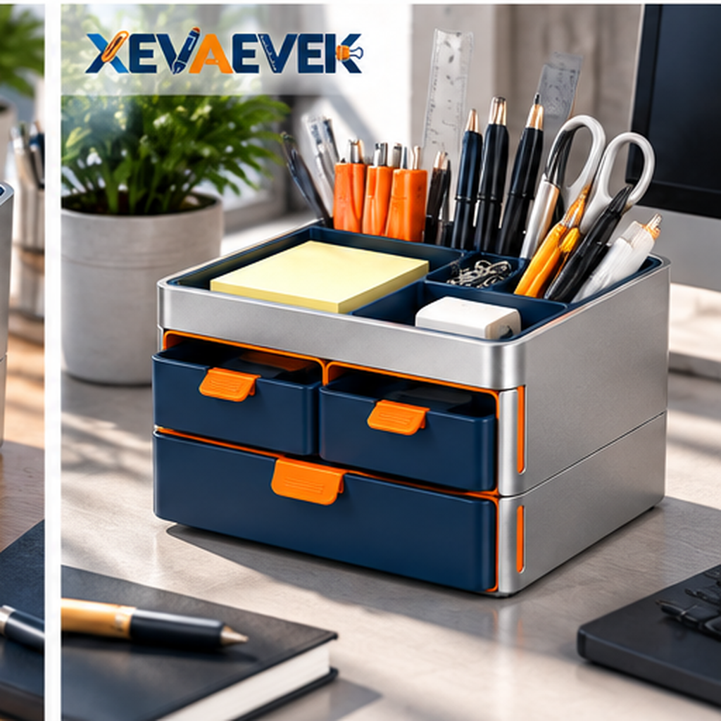XEVAEVEK Modular Desktop Storage Box – Multi-Drawer Desk Organizer, Small Office Supply Storage with Compartments for Sticky Notes, Clips, USB Drives, Cables & Accessories