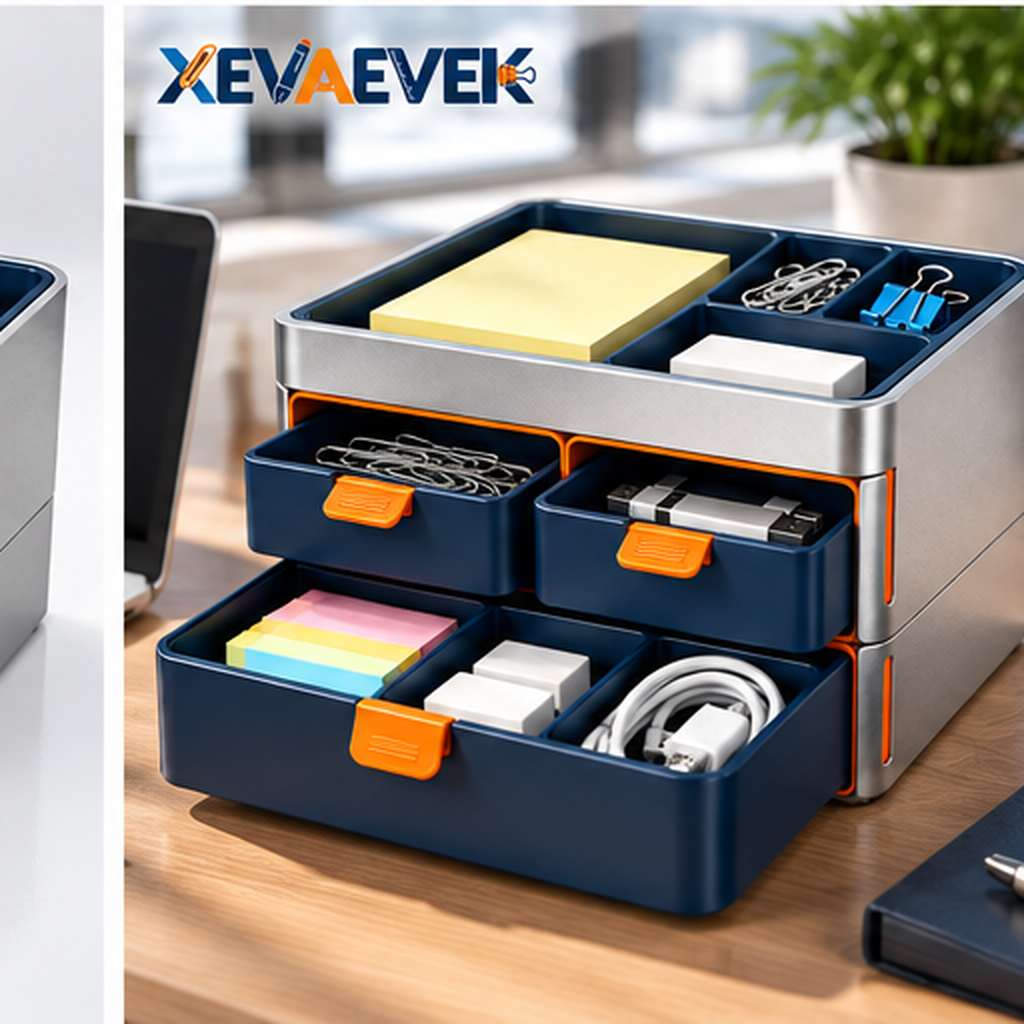 XEVAEVEK Modular Desktop Storage Box – Multi-Drawer Desk Organizer, Small Office Supply Storage with Compartments for Sticky Notes, Clips, USB Drives, Cables & Accessories