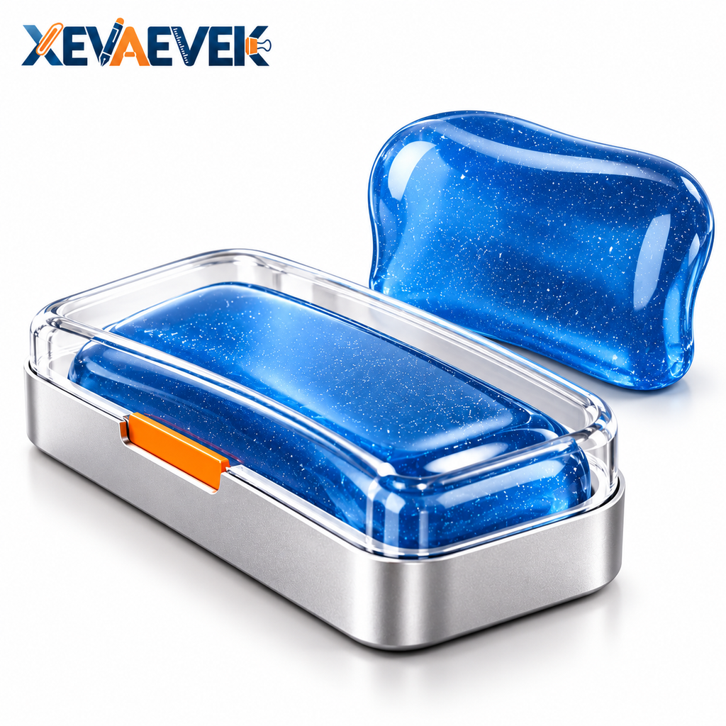 XEVAEVEK Reusable Dust Gel Block – Keyboard Cleaning Gel, Tacky Dust Pickup Putty & Desk Detail Cleaner for Keyboard Gaps, Office Desk, Home Office and Workstation