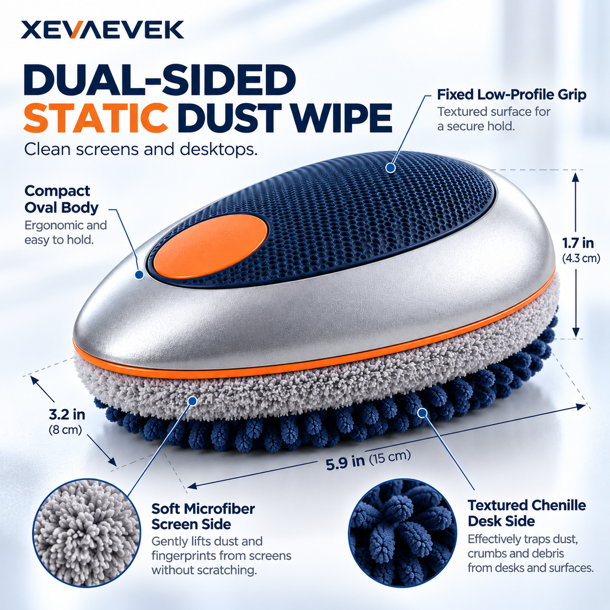 XEVAEVEK Dual-Sided Static Dust Wipe – Reusable Screen Cleaner & Desktop Dusting Pad for Monitor, Laptop, Tablet, Desk Mat and Office Workspace