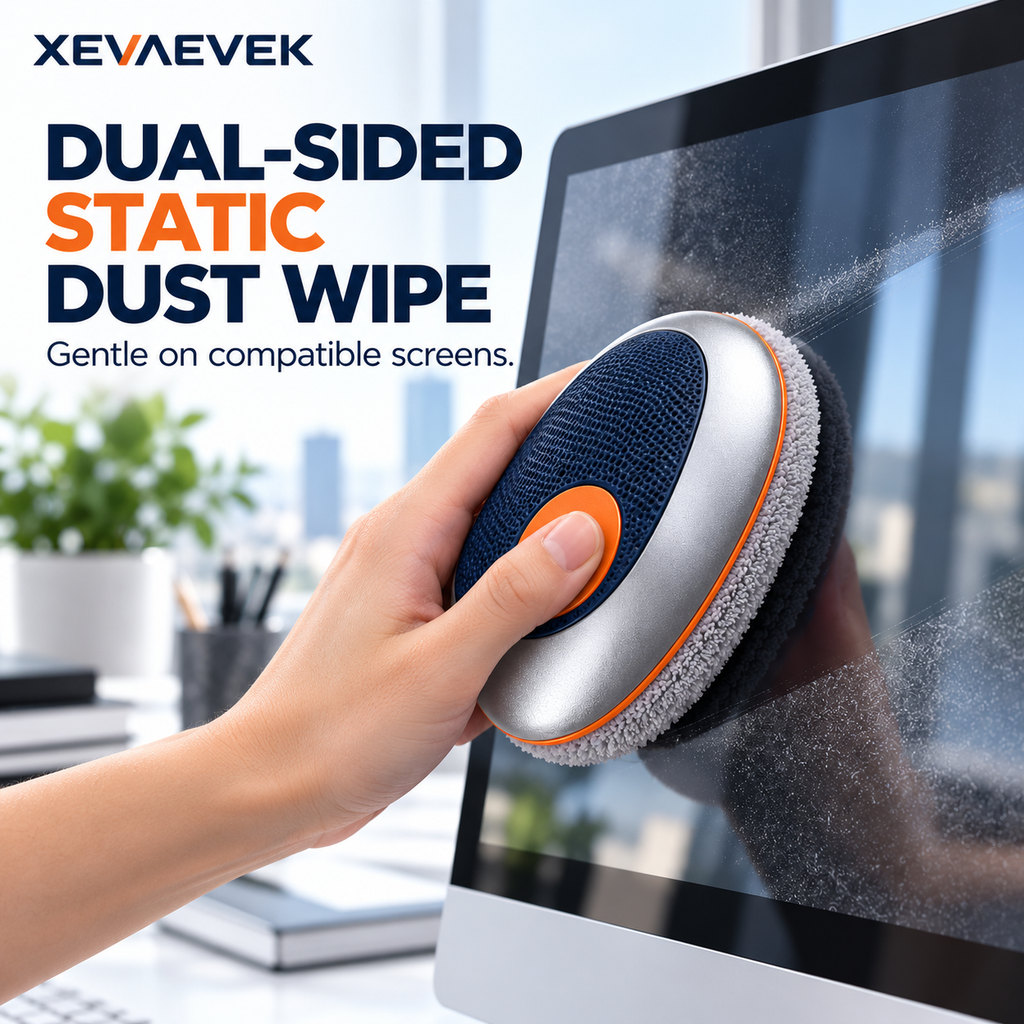 XEVAEVEK Dual-Sided Static Dust Wipe – Reusable Screen Cleaner & Desktop Dusting Pad for Monitor, Laptop, Tablet, Desk Mat and Office Workspace