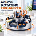 XEVAEVEK 360° Rotating Desk Organizer – Spinning Office Supply Caddy, Desktop Carousel Organizer & Pen Holder for Pens, Sticky Notes, Clips, Tape, Cards and Small Desk Accessories