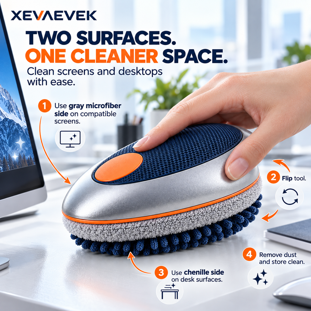XEVAEVEK Dual-Sided Static Dust Wipe – Reusable Screen Cleaner & Desktop Dusting Pad for Monitor, Laptop, Tablet, Desk Mat and Office Workspace