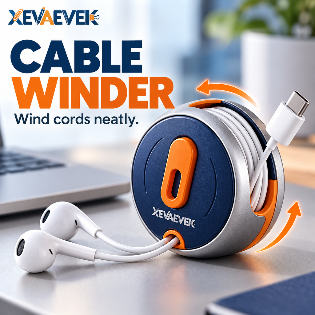 XEVAEVEK Cable Winder – Manual Cord Organizer Reel, Earbud Cable Storage & Charging Cable Organizer for Office Desk, Home Office, Travel and Tech Bags