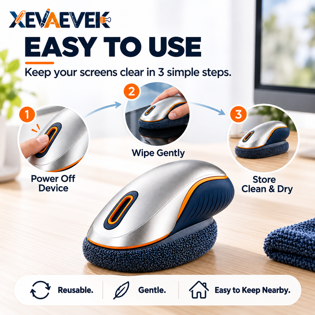 XEVAEVEK Screen Cleaning Pad – Reusable Monitor Cleaner, Laptop Screen Wiper & Display Dust and Fingerprint Cleaning Tool for Office Desk, Tablet and Home Office