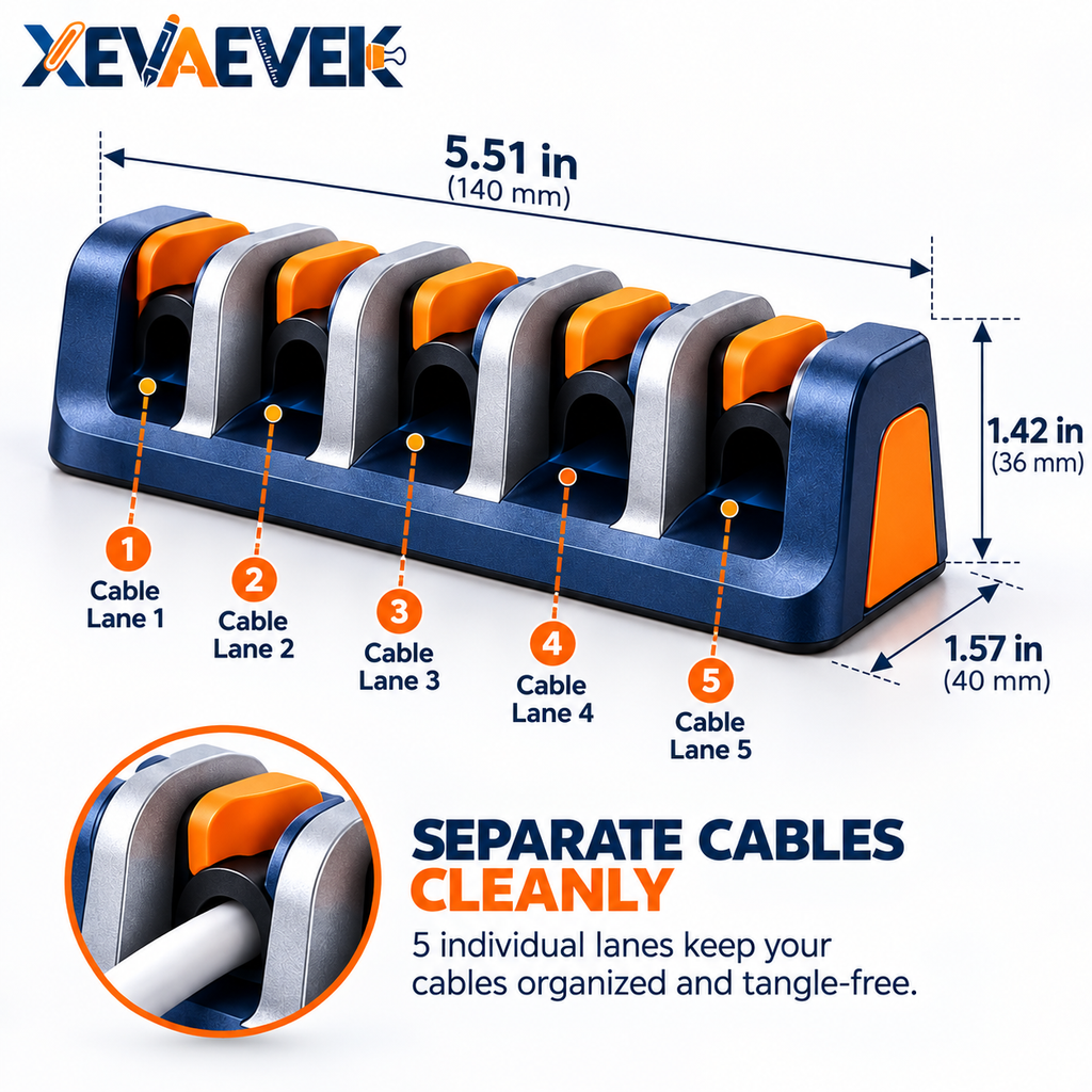 XEVAEVEK Cable Divider – Multi-Slot Desk Cable Organizer, Cord Separator & Wire Management Holder for Office Desk, USB-C, Charging and Computer Cables