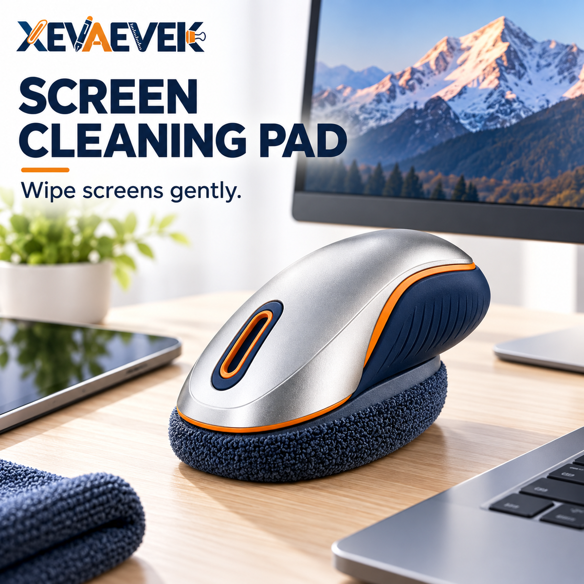 XEVAEVEK Screen Cleaning Pad – Reusable Monitor Cleaner, Laptop Screen Wiper & Display Dust and Fingerprint Cleaning Tool for Office Desk, Tablet and Home Office