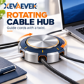 XEVAEVEK Rotating Cable Hub – 360° Desktop Cable Organizer, Multi-Cord Management Holder for Charging Cables, USB-C, Office Desk & Home Workstation