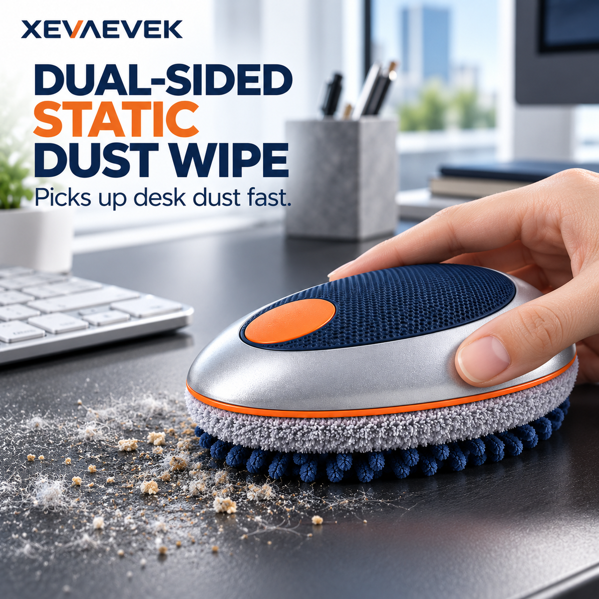 XEVAEVEK Dual-Sided Static Dust Wipe – Reusable Screen Cleaner & Desktop Dusting Pad for Monitor, Laptop, Tablet, Desk Mat and Office Workspace