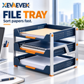 XEVAEVEK 3-Tier Desktop File Tray – Multi-Level Paper Organizer, Office Desk Document Holder & Letter Tray for Folders, Printouts, Notebooks, Mail and Home Office