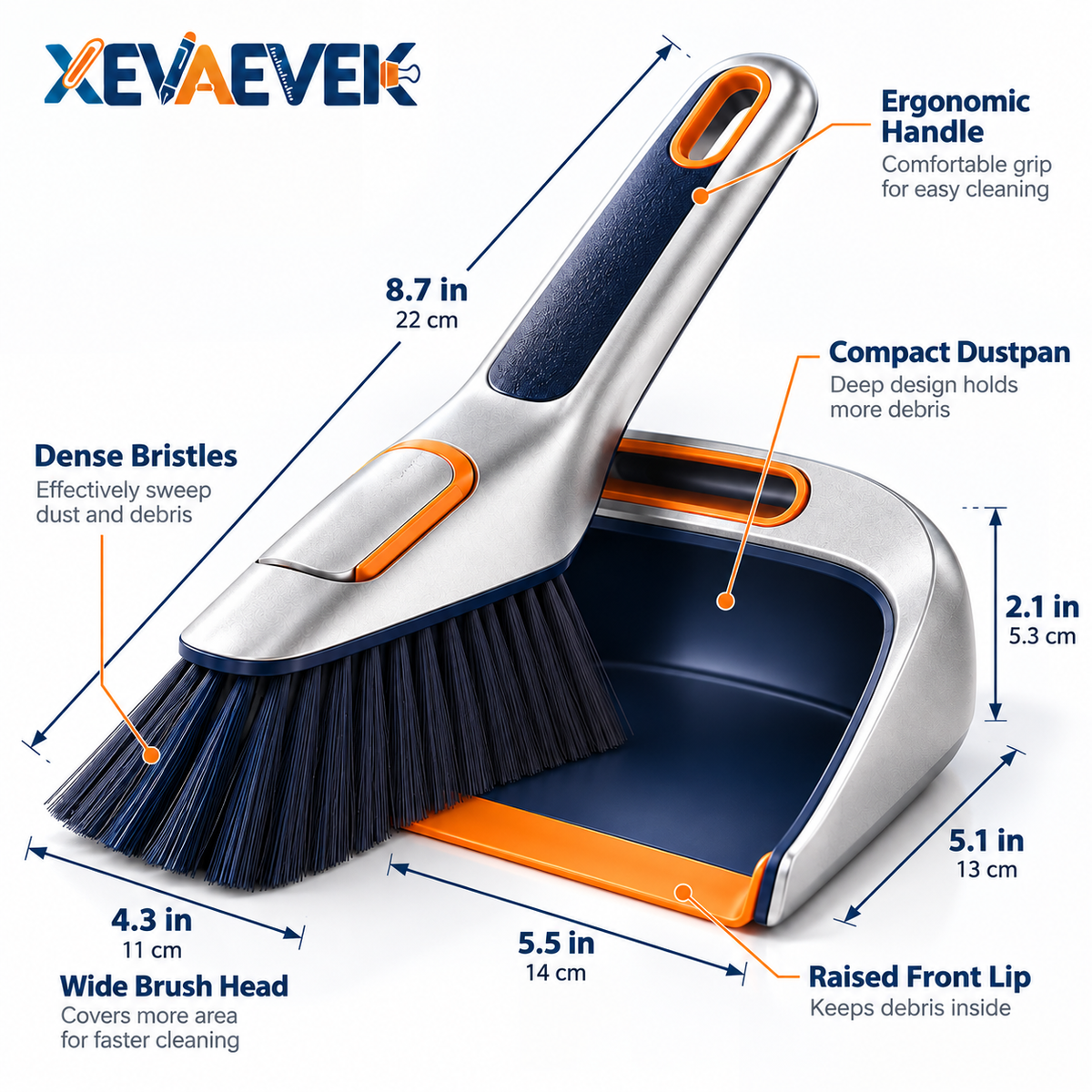 XEVAEVEK Desk Dustpan Set – Mini Desktop Brush and Dustpan, Small Crumb Sweeper Set for Office Desk, Keyboard Area, Study Table, Craft Surface and Home Office