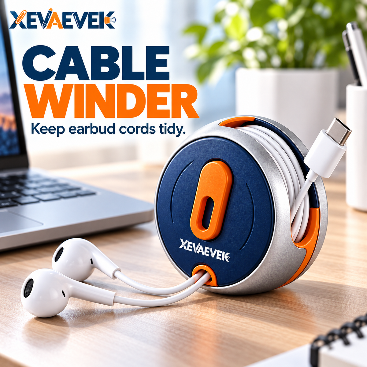XEVAEVEK Cable Winder – Manual Cord Organizer Reel, Earbud Cable Storage & Charging Cable Organizer for Office Desk, Home Office, Travel and Tech Bags