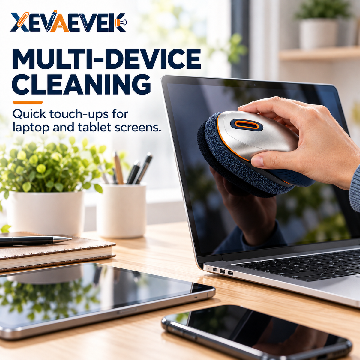XEVAEVEK Screen Cleaning Pad – Reusable Monitor Cleaner, Laptop Screen Wiper & Display Dust and Fingerprint Cleaning Tool for Office Desk, Tablet and Home Office