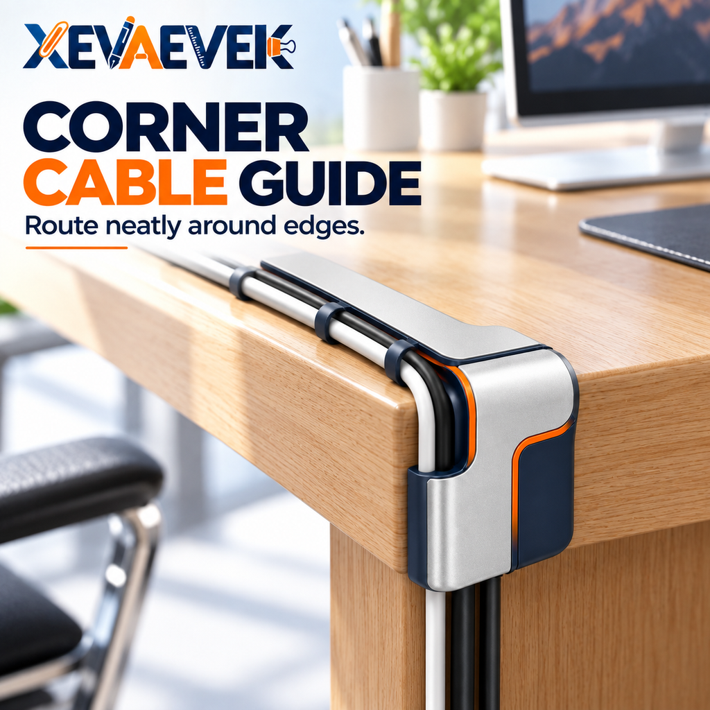 XEVAEVEK Corner Cable Guide – Desk Edge Cord Organizer, Cable Routing Guide, Wire Management Channel for Office Desk, Home Office & Workstation